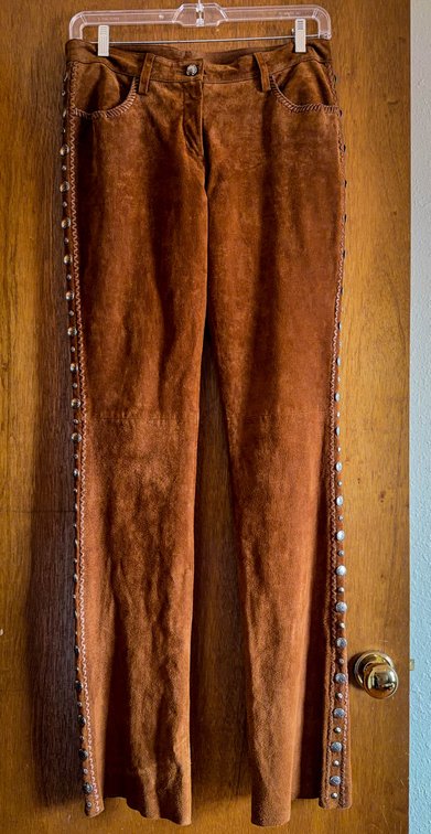 Cripple Creek Brown Leather Pants with Concho