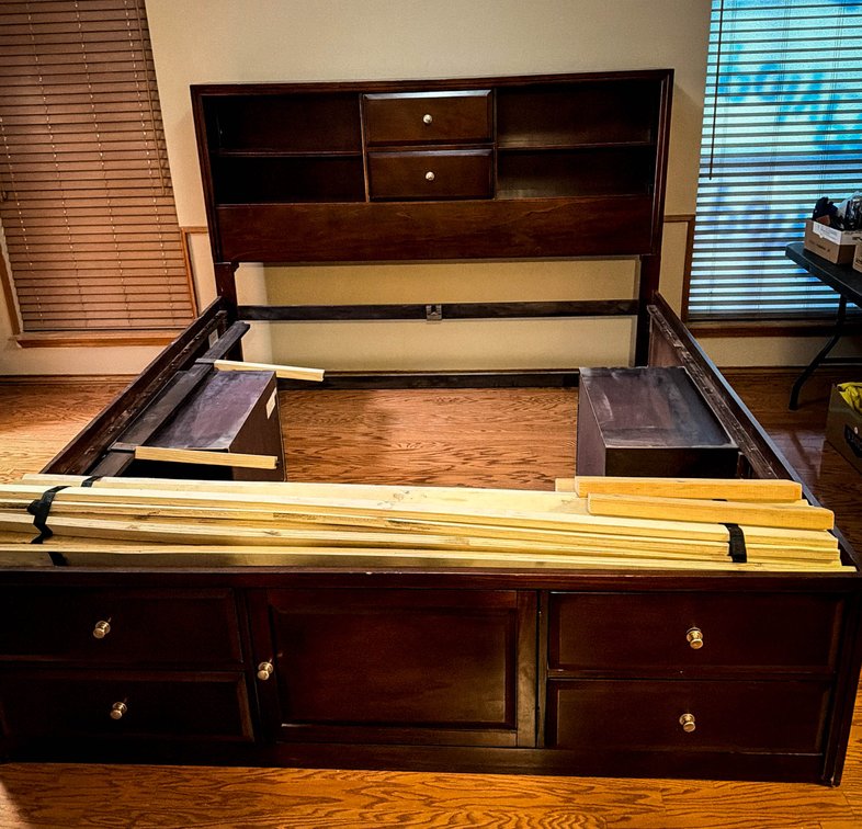 King Size Wooden Storage Bed Frame Set