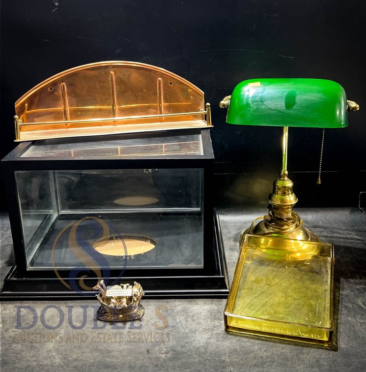 Office Decor Lot: Lamp, Ark, Case