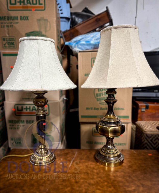 Brass Table Lamps with Fabric Shades