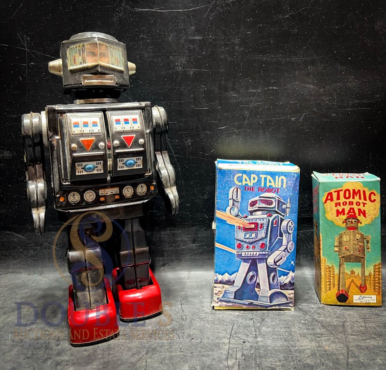 Tin Robot Toy Trio with Original Boxes