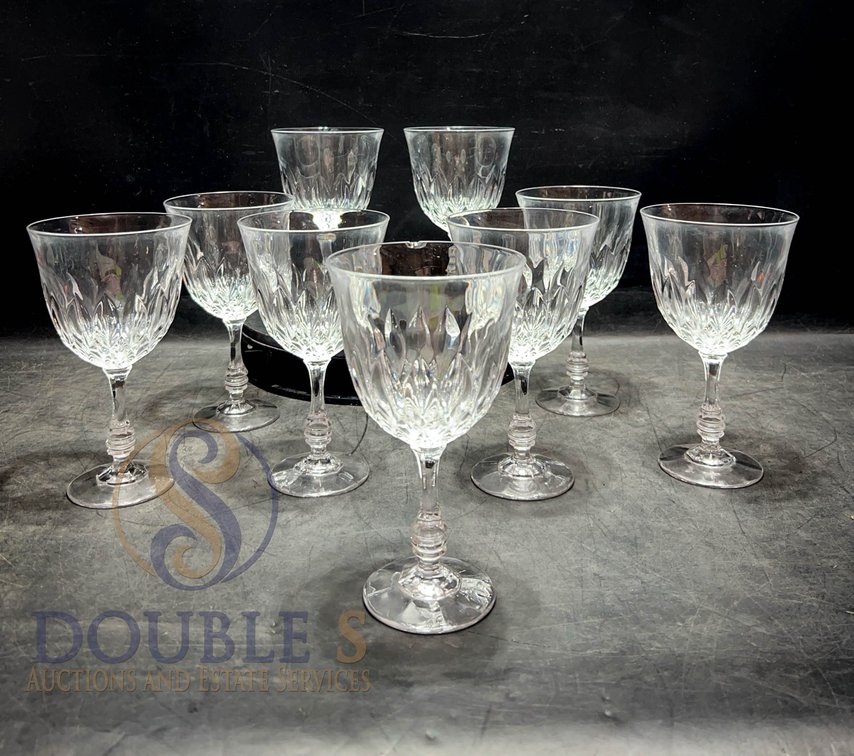 9 Cut Crystal Wine Glasses