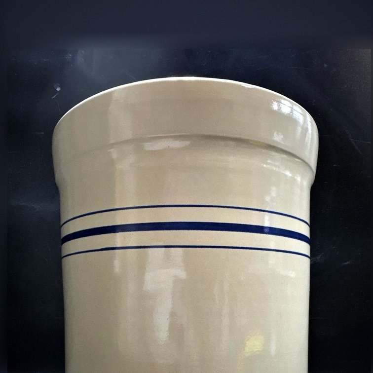 Stoneware Crock with Blue Bands, 13" Tall