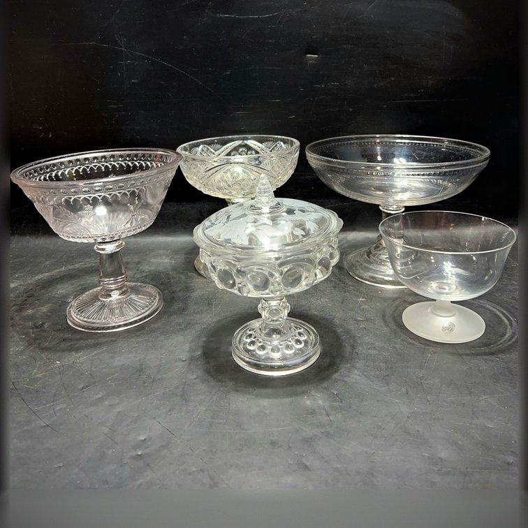 Pressed and Cut Glass Compotes