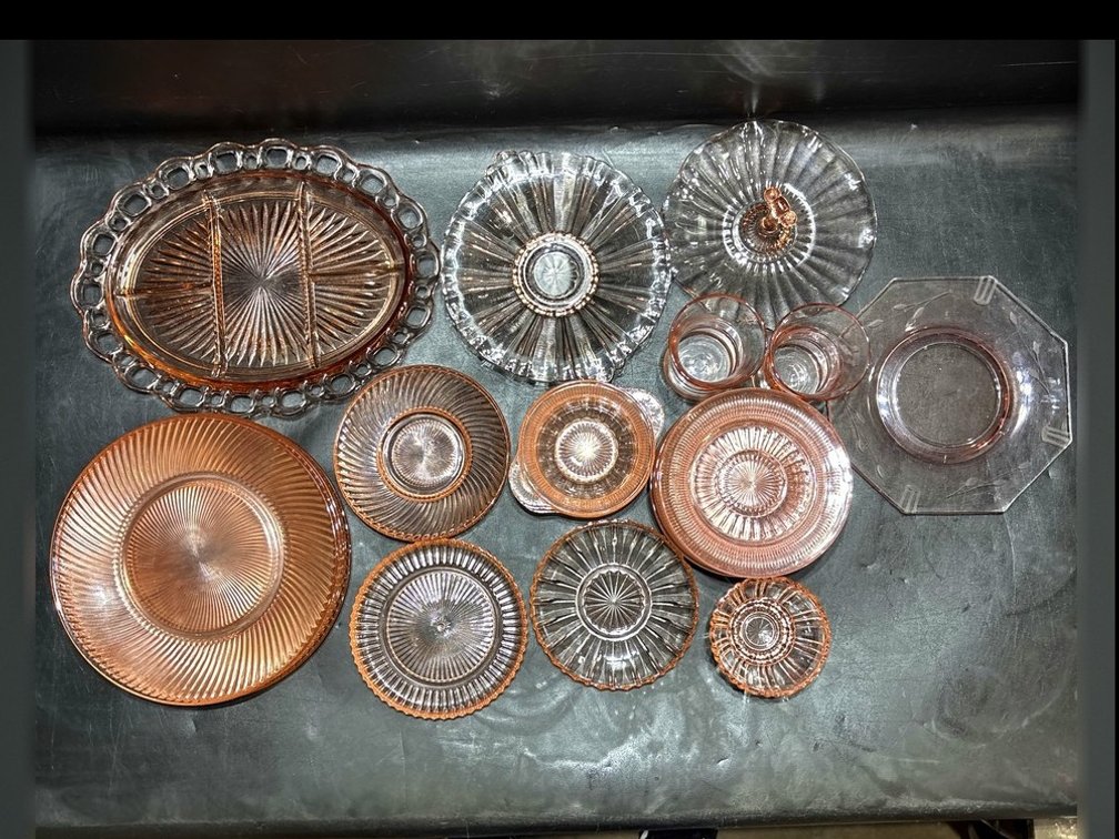 Pink Depression Glass Dinnerware Lot