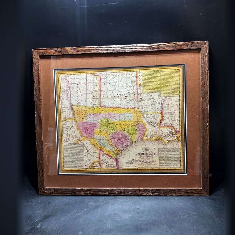Framed Colton Map of Texas, Louisiana, Arkansas