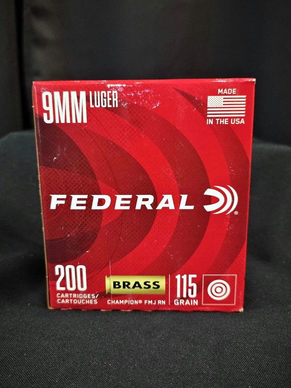 Federal 9mm Luger 115 Grain FMJ 200 Rounds