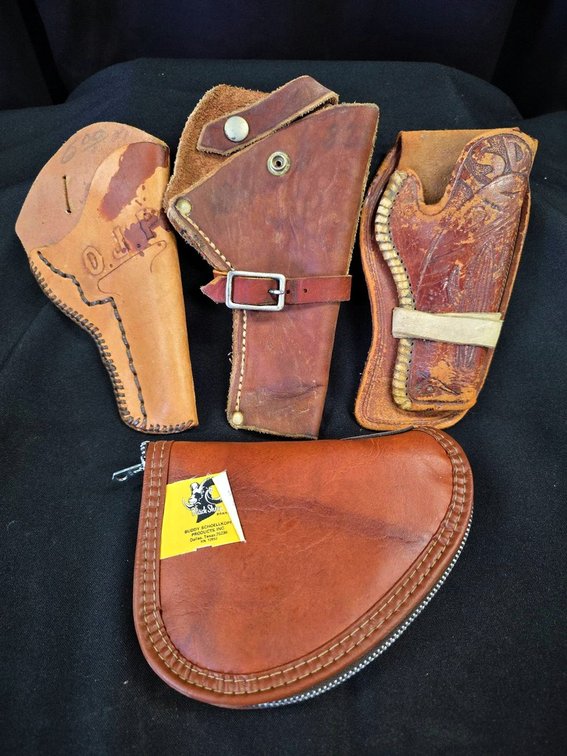 Four Leather Gun Holsters and Pouch