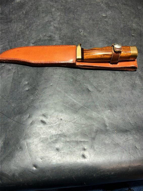 One wood handled knife with case