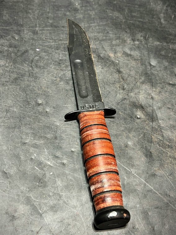 KA-BAR USMC Fighting Knife Leather Handle