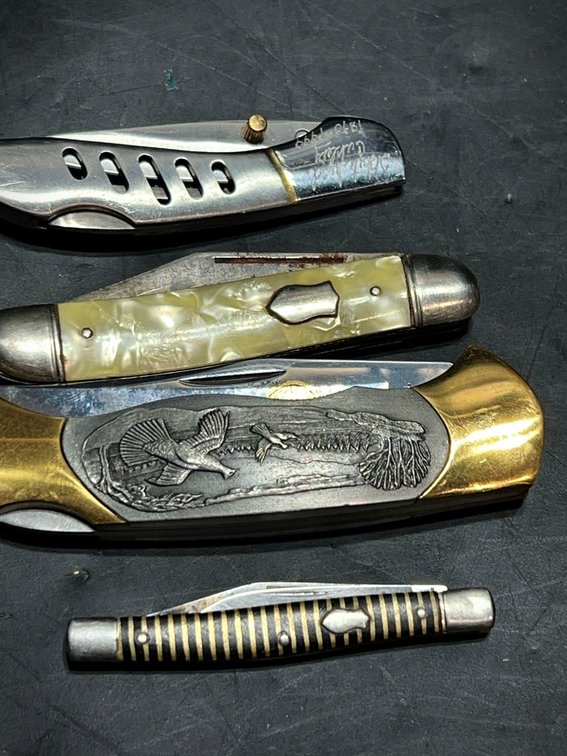 4 Pocket Knives: Solingen, Frost Cutlery, Imco, Unmarked