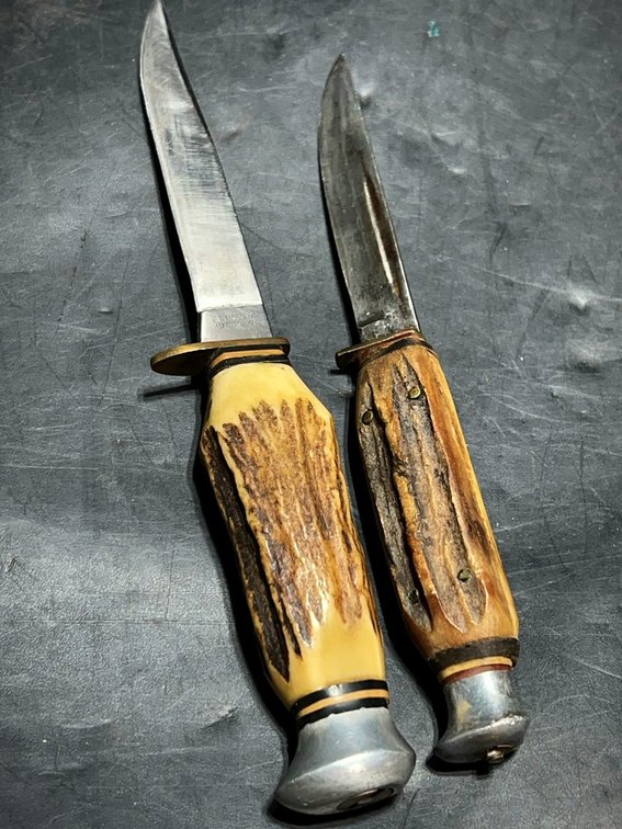 Pair Solingen Germany Stag Handle Hunting Knives