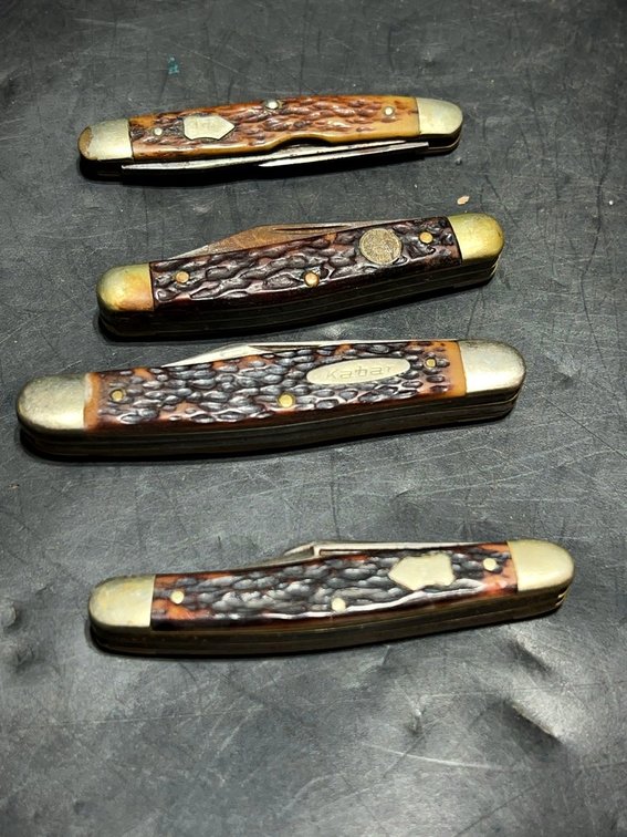 4 Vintage Pocket Knives Kabar Western