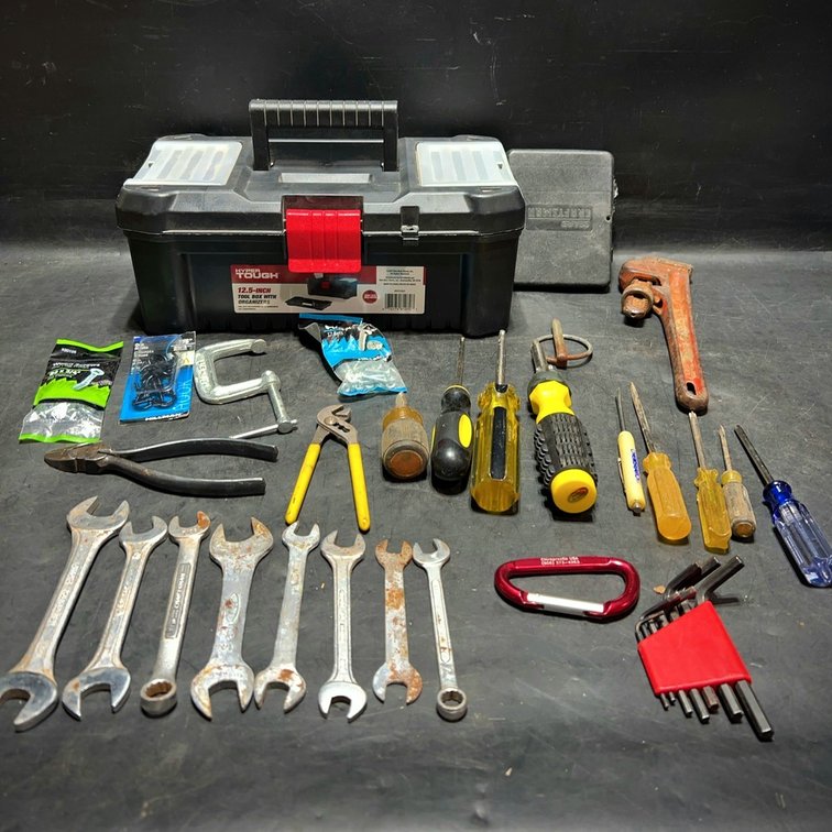 Tool Box With Hand Tools And Drill Bits Set