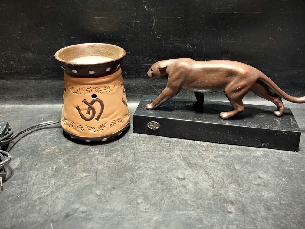 John Perry Panther Sculpture & Ceramic Warmer