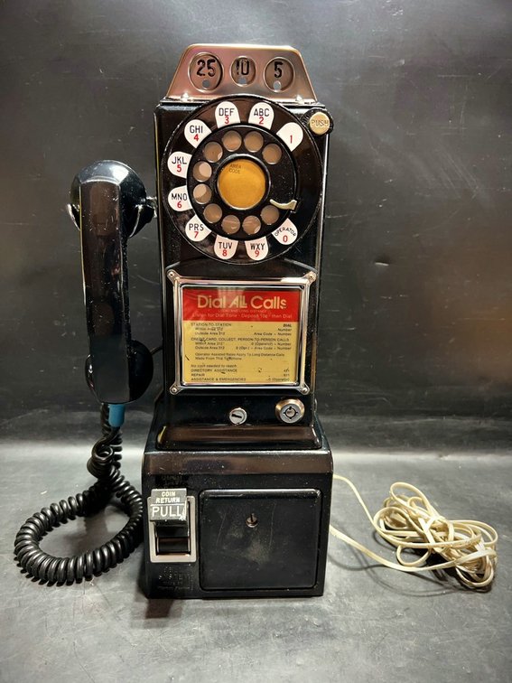 Three Slot Rotary Payphone With Coin Box