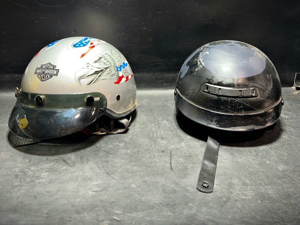 Pair Motorcycle Helmets AGV DJ HD & Skull Design