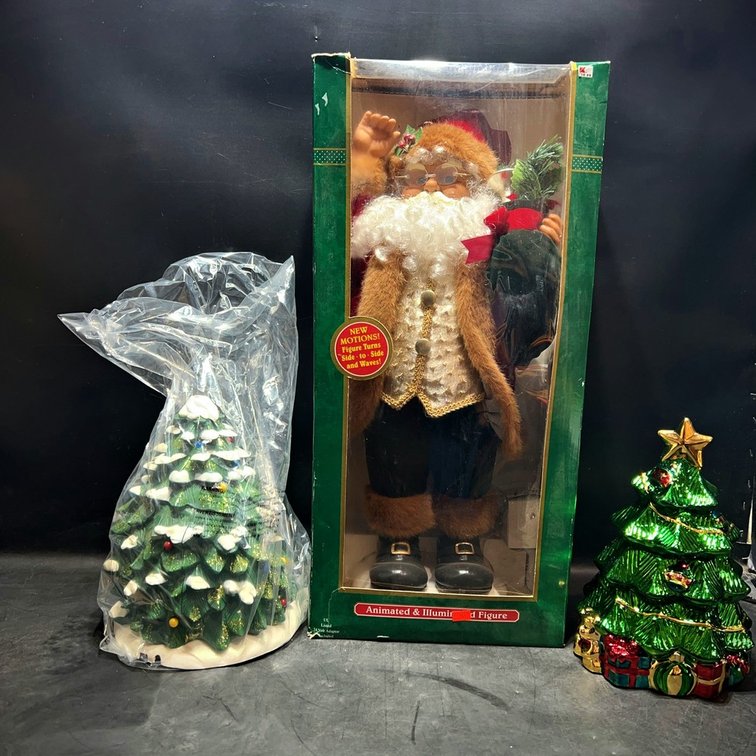 Santa Figure & Two Christmas Tree Decorations
