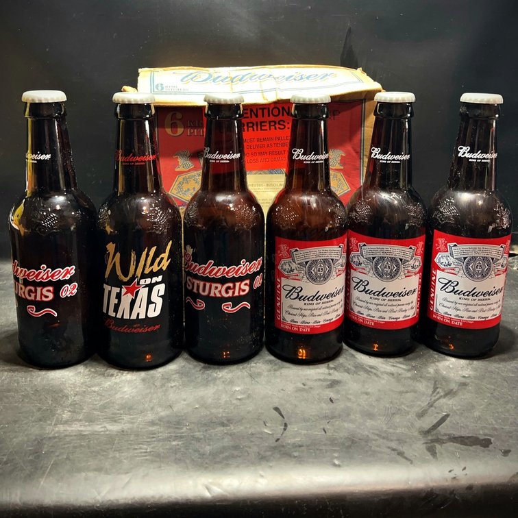 Budweiser Bottles and Wild Texas Bottle Set