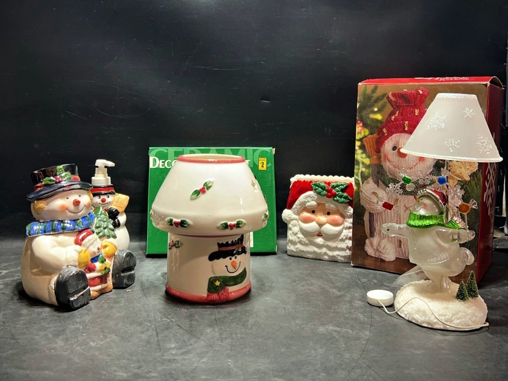 Snowman & Santa Ceramic Decor Lot