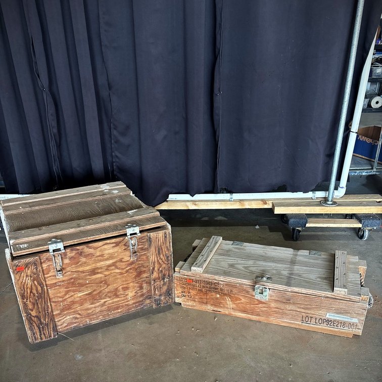 Two Large Wooden Storage Crates with Lids