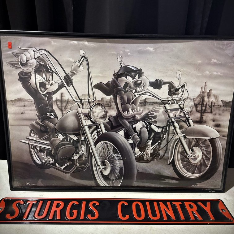 Looney Tunes Biker Art and Sturgis Country Plate