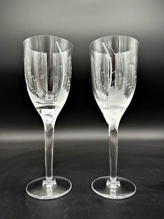 Lalique Ange Angel Champagne Flutes, Pair