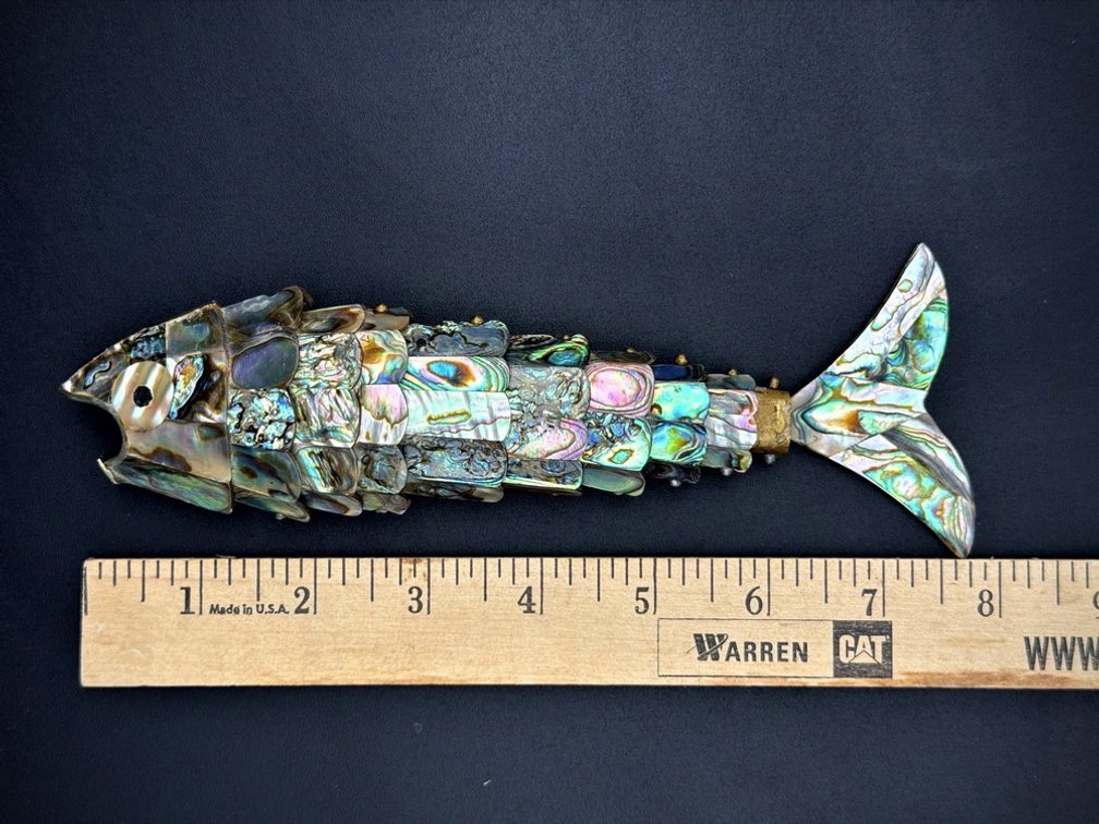 Articulated Abalone Shell Fish Figurine 8 In.