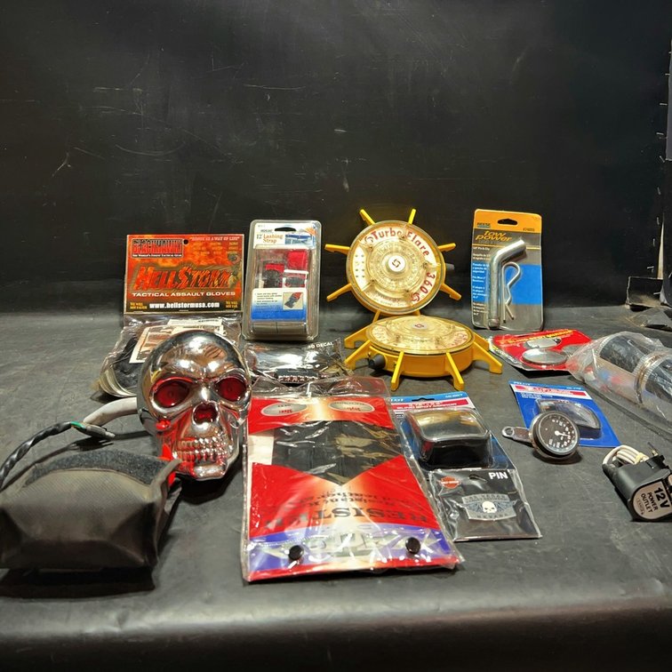 Auto Accessories Lot: Mirrors, Gloves, Turbo Flare