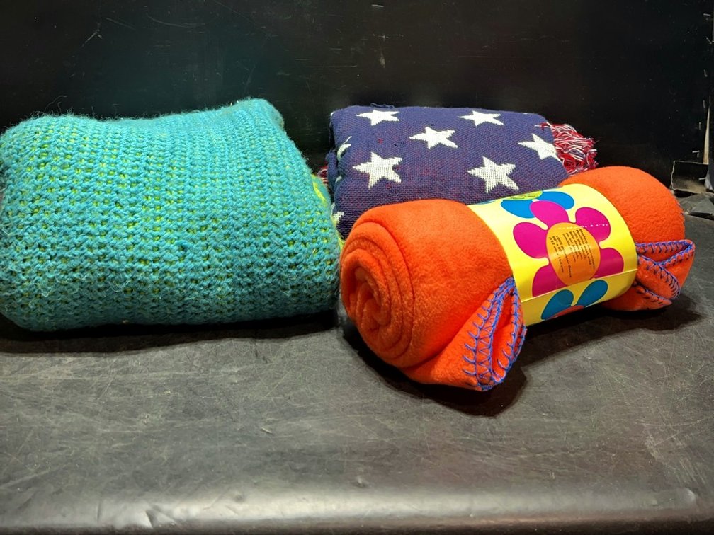 Three Throws: Afghan, Flag, Polyester Fleece
