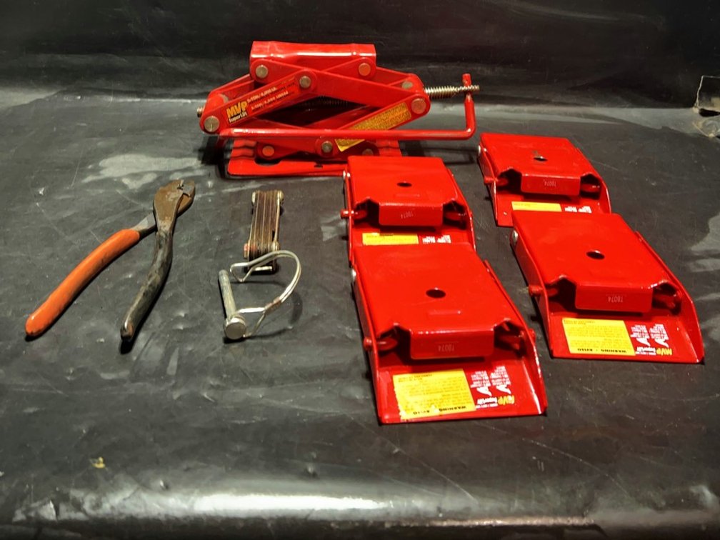 MVP Jack, 4 Car Ramps, and Assorted Tools