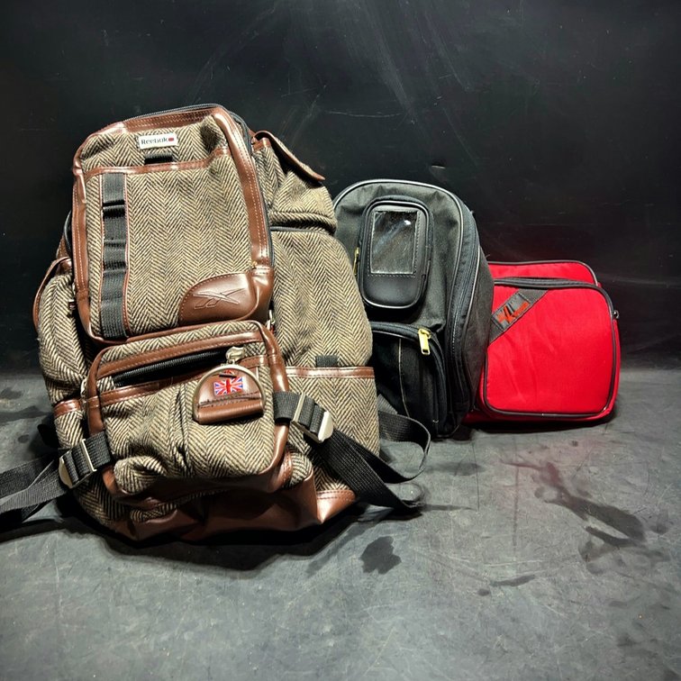 3 Bag Lot: Reebok Backpack, Voyager, Black Tote