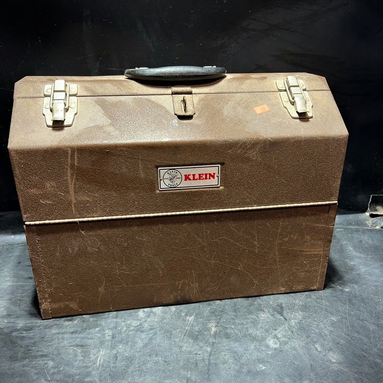 Klein Brown Metal Toolbox with Red Trays