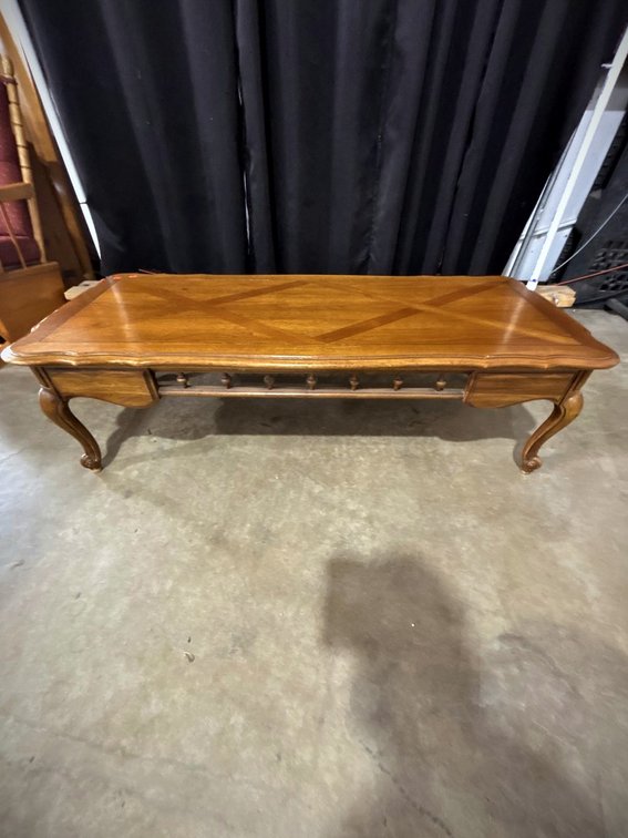 Rectangular Wooden Coffee Table With Carved Legs