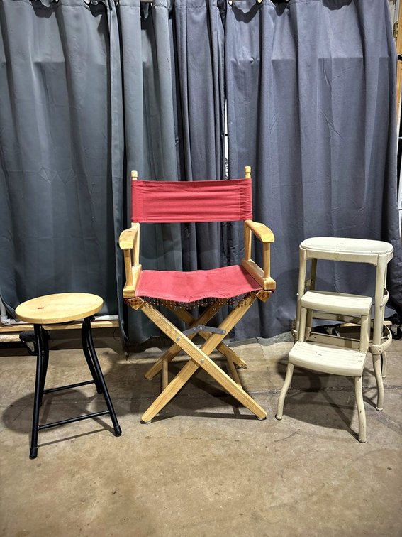 Red Canvas Director Chair With Stools Set
