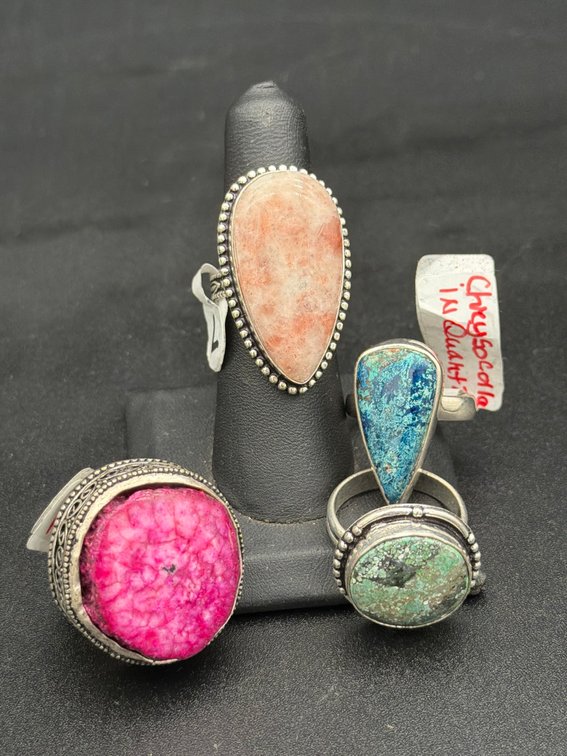 4 Size 7 925 Gemstone Rings, China Made
