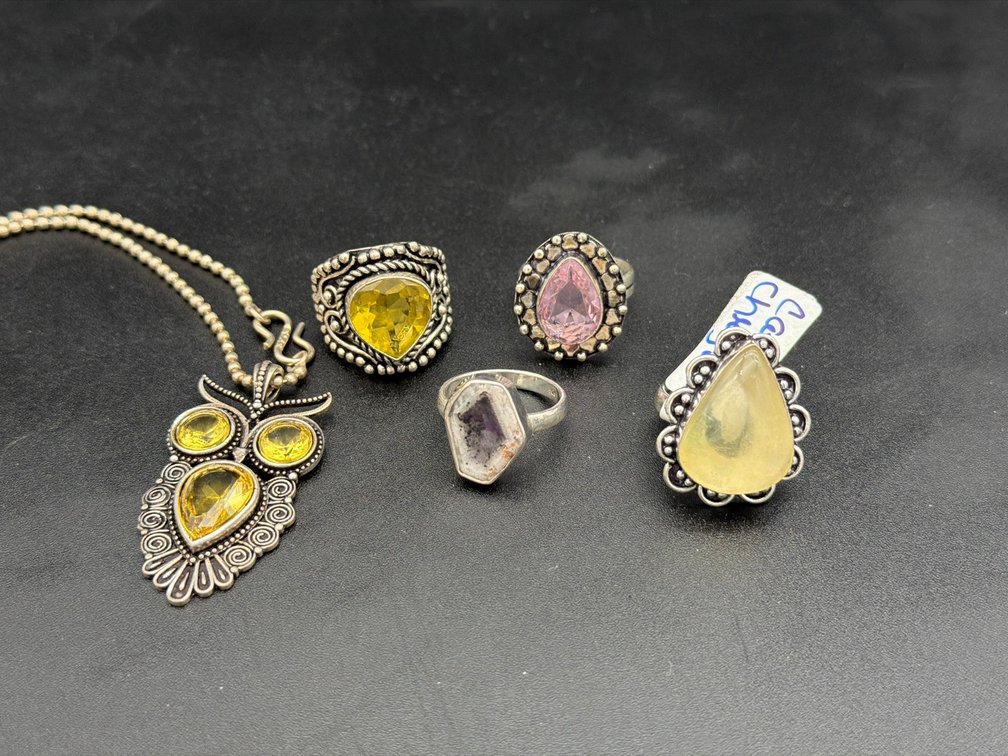 925 marked 7-71/2 made in China Gemstone Jewelry Set, 5 Pieces