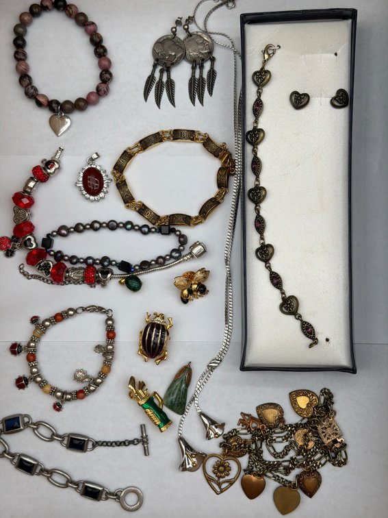 Costume Jewelry, Bracelets, Pins, Charms