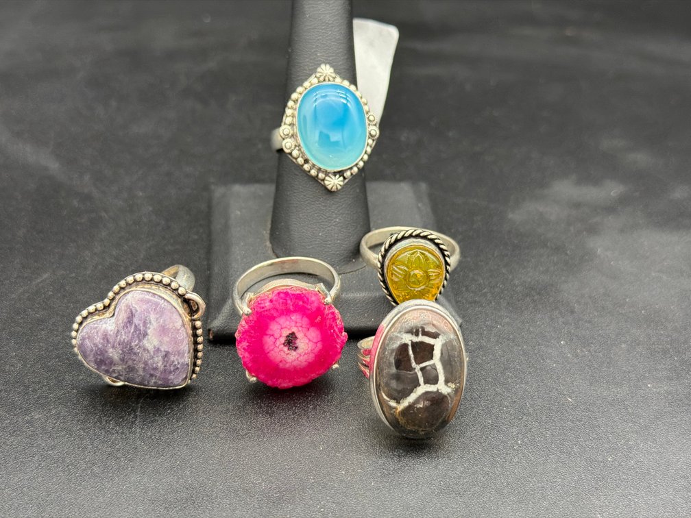 925 made in China Gemstone Statement Ring Lot