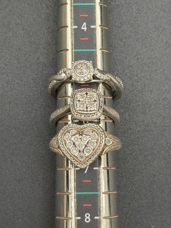 3 Sterling Silver CZ Rings, Size 7