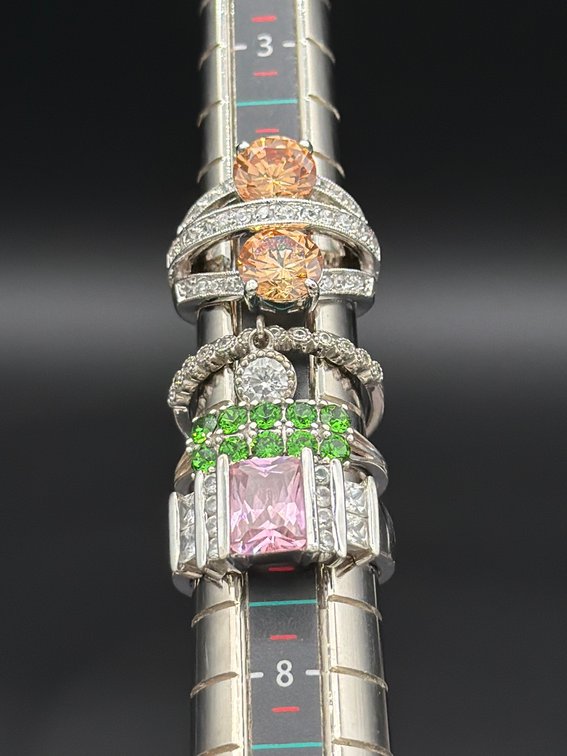 Four Gemstone and Diamond Rings