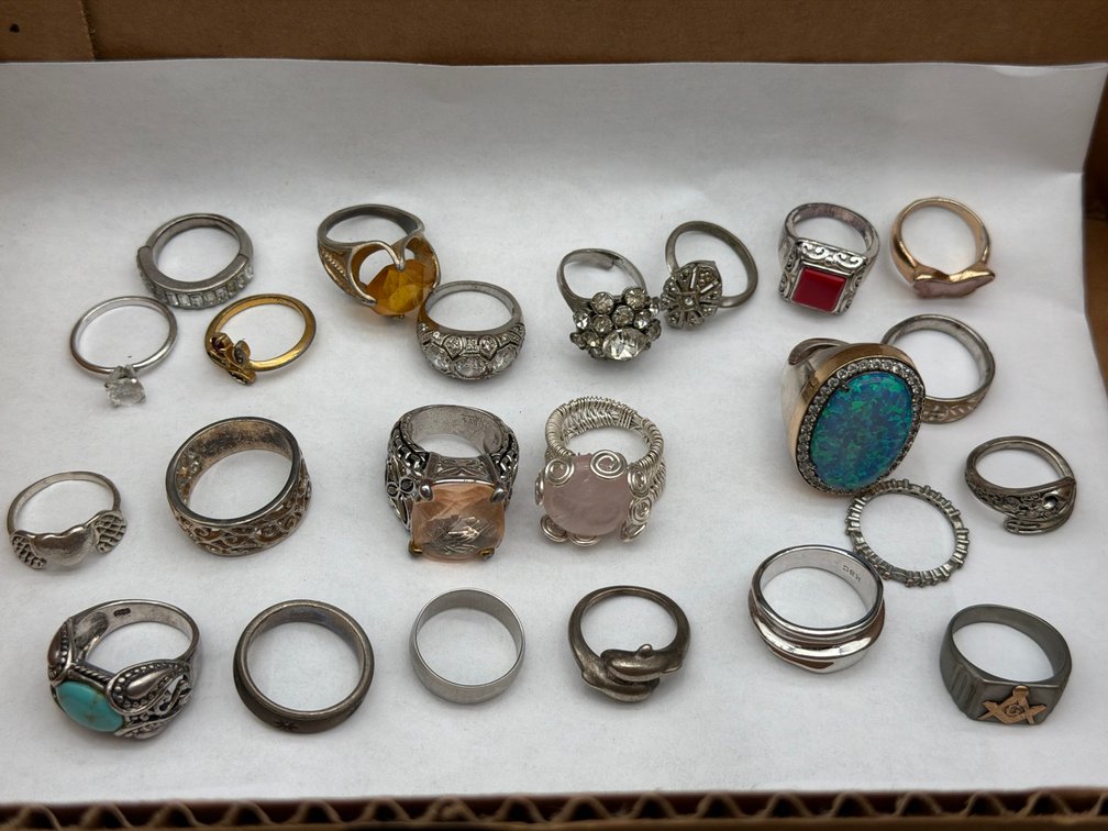 Mixed-Metal Rings, Gemstones, 22 Pieces