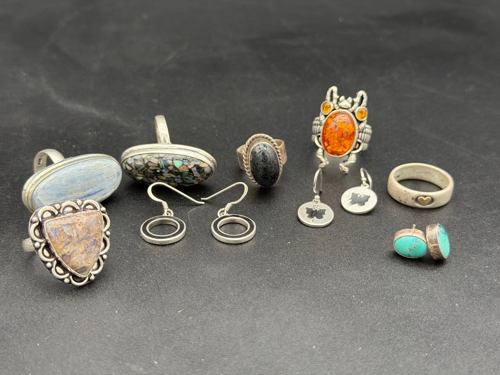 Sterling Silver Rings Earrings and Studs Assortment