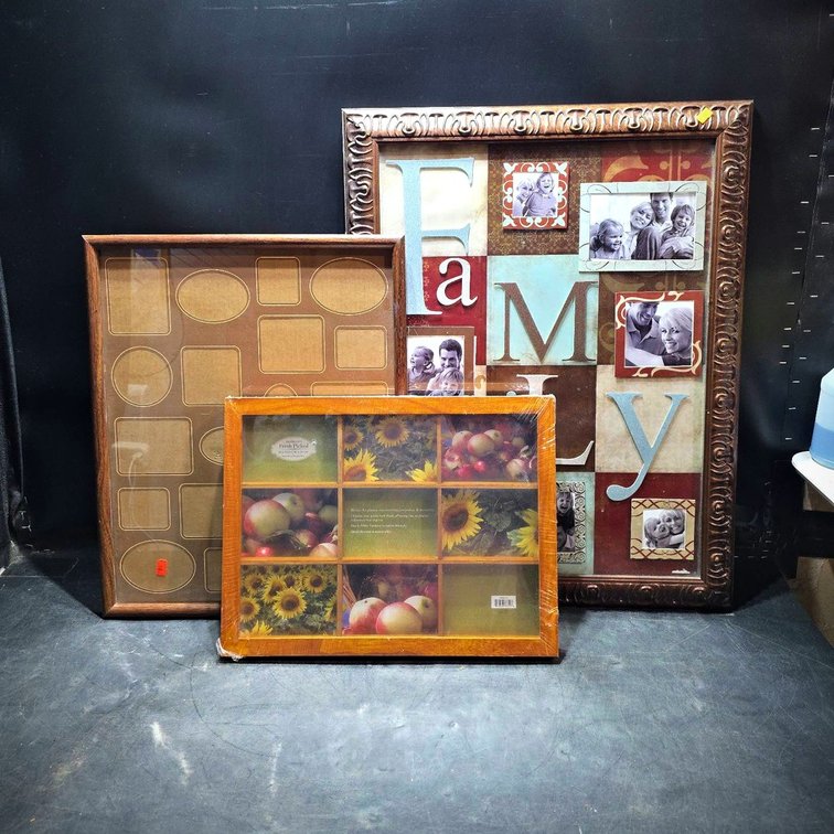 3 Multi-Photo Frames, Metal & Wood