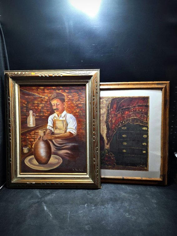 H. Van Doren Oil and Signed Print, Framed Pair