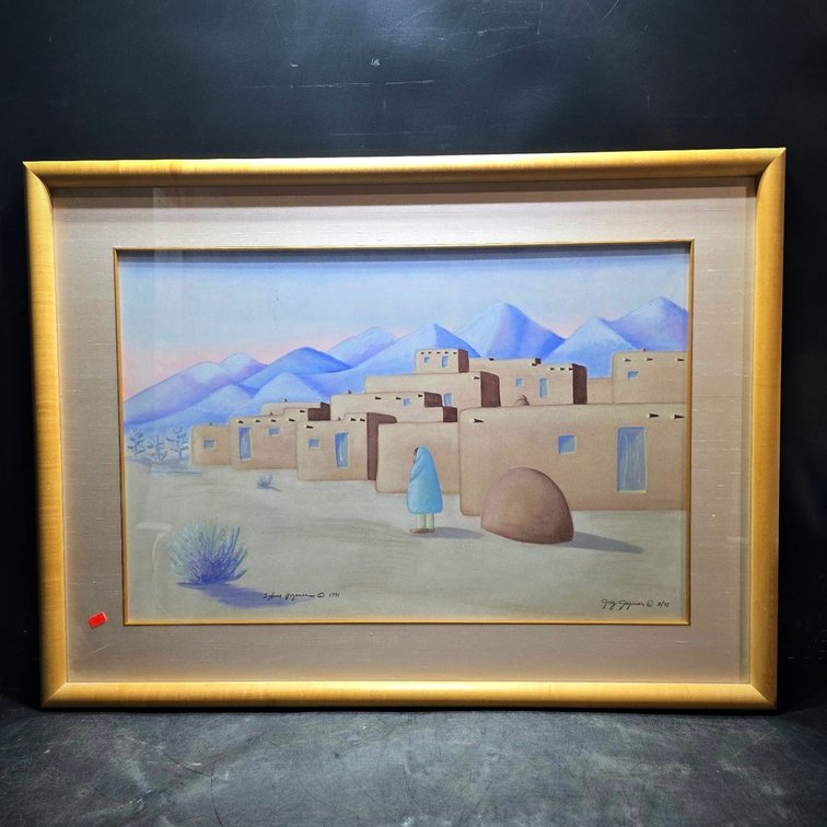 Sylvia & Greg Goyena Pueblo Scene Print 38x29 in