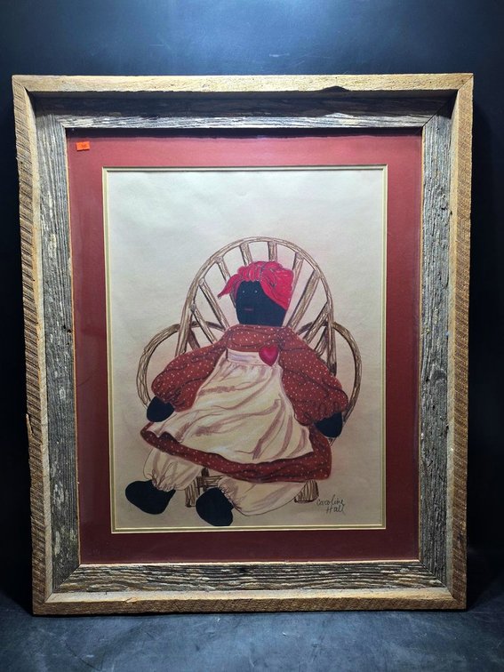 Caroline Hall Framed Doll Art 29x36 Inch Signed
