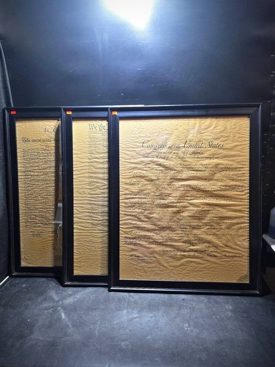 Framed US Constitution, Declaration, Bill of Rights Set