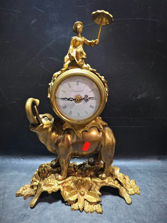 Imperial Brevettato Gilt Bronze Elephant Clock