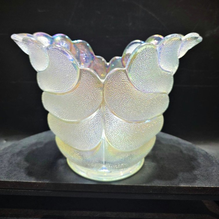 Iridized Textured Pressed Glass Bowl